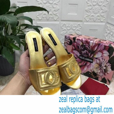 Dolce  &  Gabbana Heel 6.5cm Calfskin Mules Gold With DG Millennials Logo 2021